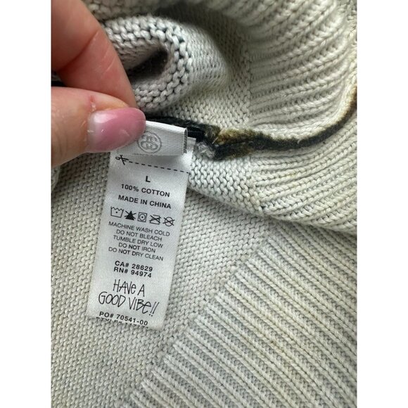 STUSSY  RARE Printed Fur Crew Neck Knit Large Cotton Multicolor - Picture 7 of 11